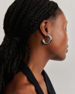 Chubby Large Hoop Earrings | Silver Plated - Image 2