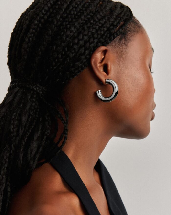 Chubby Large Hoop Earrings | Silver Plated - Image 2