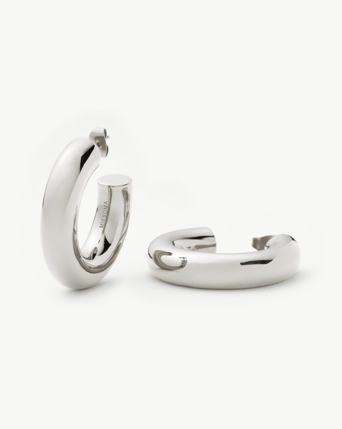 Chubby Large Hoop Earrings | Silver Plated - Image 1