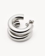 Chubby Large Hoop Earrings | Silver Plated - Image 5