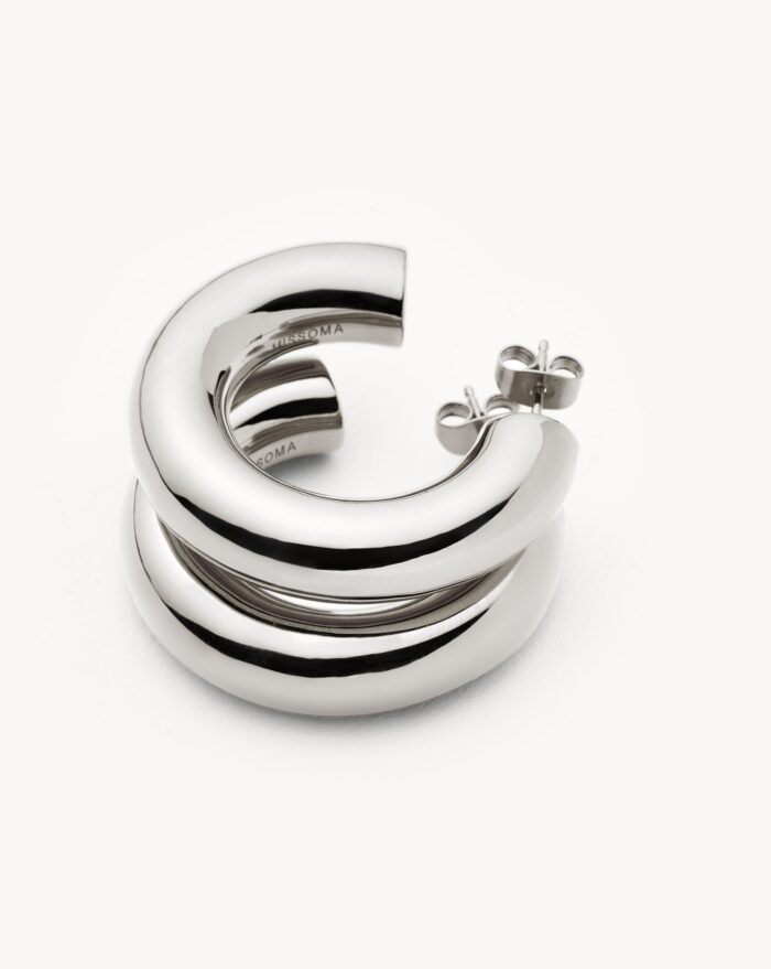 Chubby Large Hoop Earrings | Silver Plated - Image 5