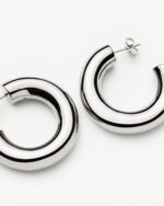 Chubby Large Hoop Earrings | Silver Plated - Image 4