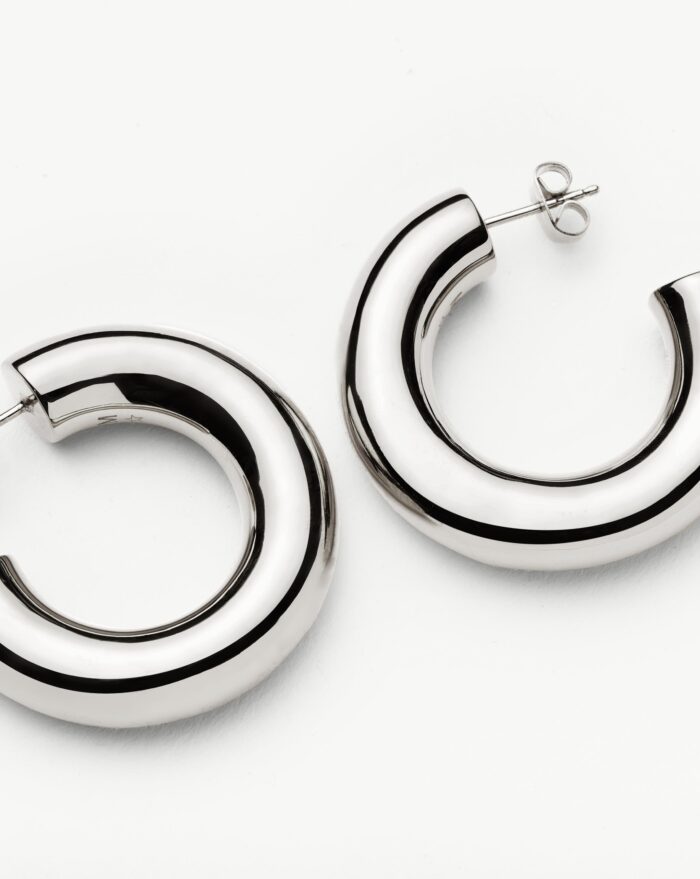 Chubby Large Hoop Earrings | Silver Plated - Image 4