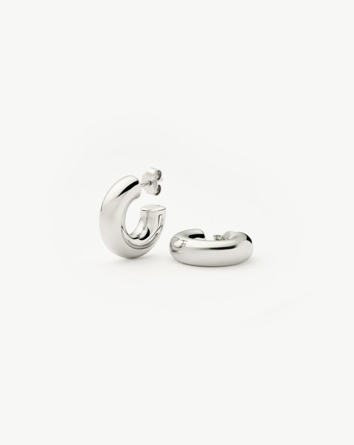 Chubby Small Hoop Earrings | Sterling Silver - Image 1