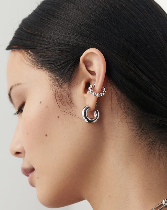 Chubby Small Hoop Earrings | Sterling Silver - Image 2