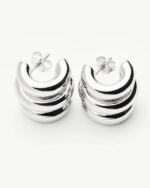 Chubby Triple Small Hoop Earrings | Silver Plated - Image 5