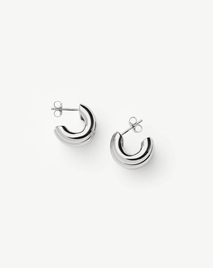 Chubby Triple Small Hoop Earrings | Silver Plated - Image 4