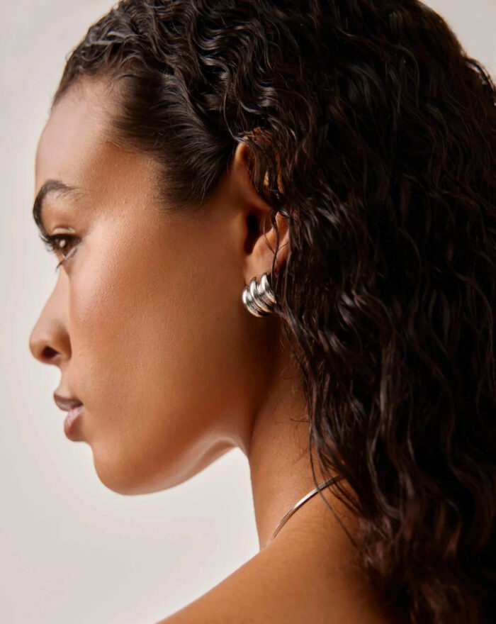 Chubby Triple Small Hoop Earrings | Silver Plated - Image 6