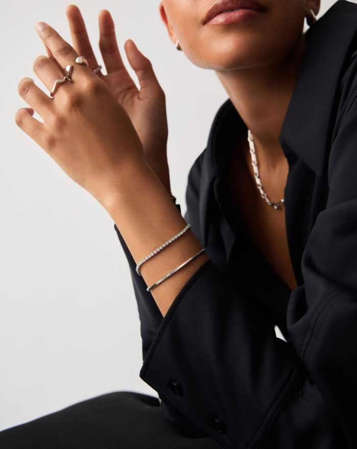 Classic Tennis & Snake Chain Bracelet Set | Sterling Silver - Image 2
