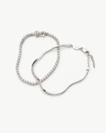 Classic Tennis & Snake Chain Bracelet Set | Sterling Silver - Image 5