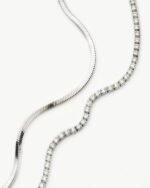 Classic Tennis & Snake Chain Bracelet Set | Sterling Silver - Image 4