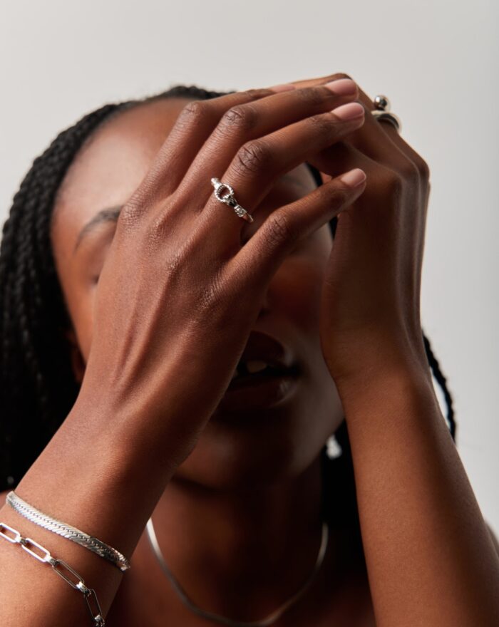 Harris Reed In Good Hands Stacking Ring | Sterling Silver/Cubic Zirconia & Black Onyx - Image 3