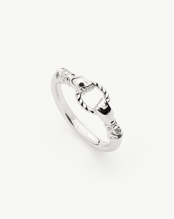 Harris Reed In Good Hands Stacking Ring | Sterling Silver/Cubic Zirconia & Black Onyx - Image 1