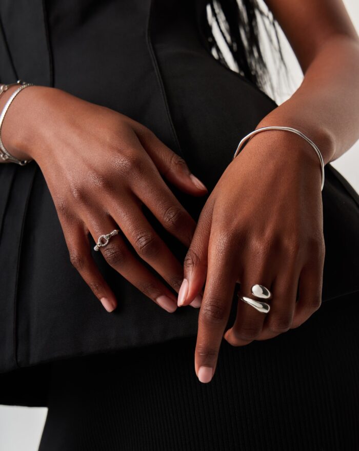 Harris Reed In Good Hands Stacking Ring | Sterling Silver/Cubic Zirconia & Black Onyx - Image 6