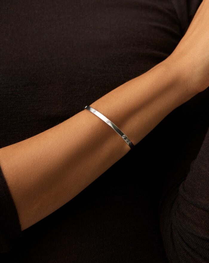 Interstellar Hinged Bangle | Sterling Silver/Cubic Zirconia - Image 3