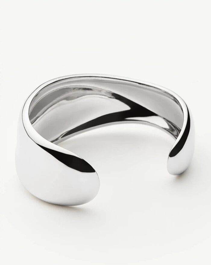 Sculptural Molten Cuff Bracelet | Silver Plated - Image 4