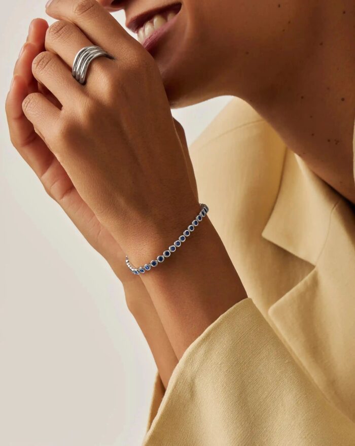 Tennis Round Bracelet | Sterling Silver/Sapphire Blue Nano-crystal - Image 2