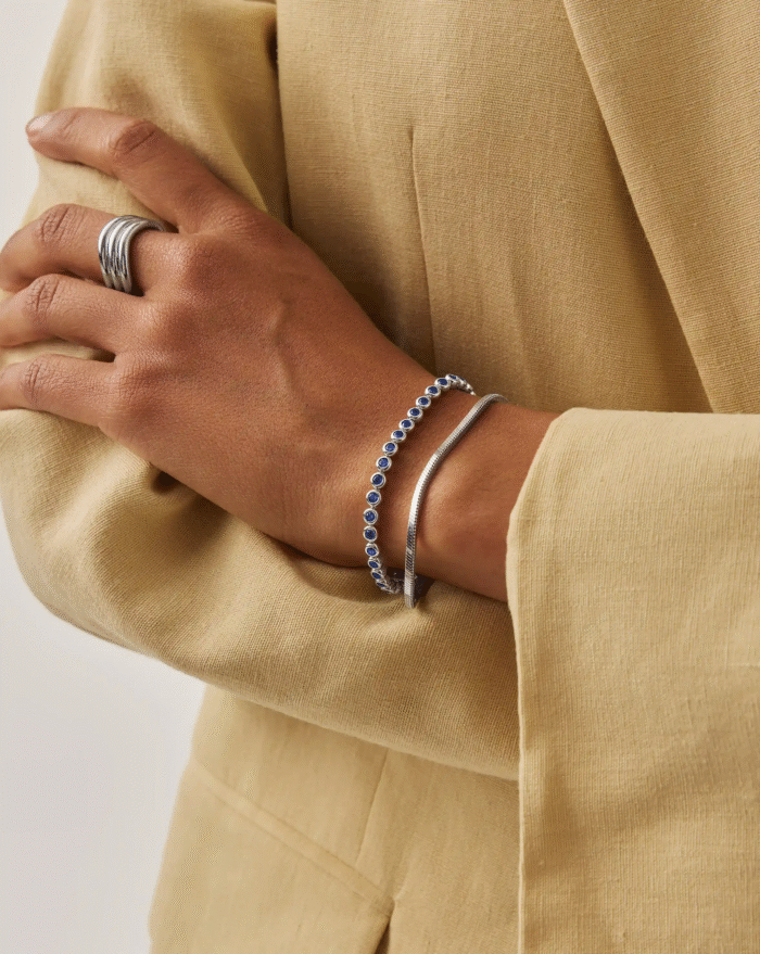 Tennis Round Bracelet | Sterling Silver/Sapphire Blue Nano-crystal - Image 3